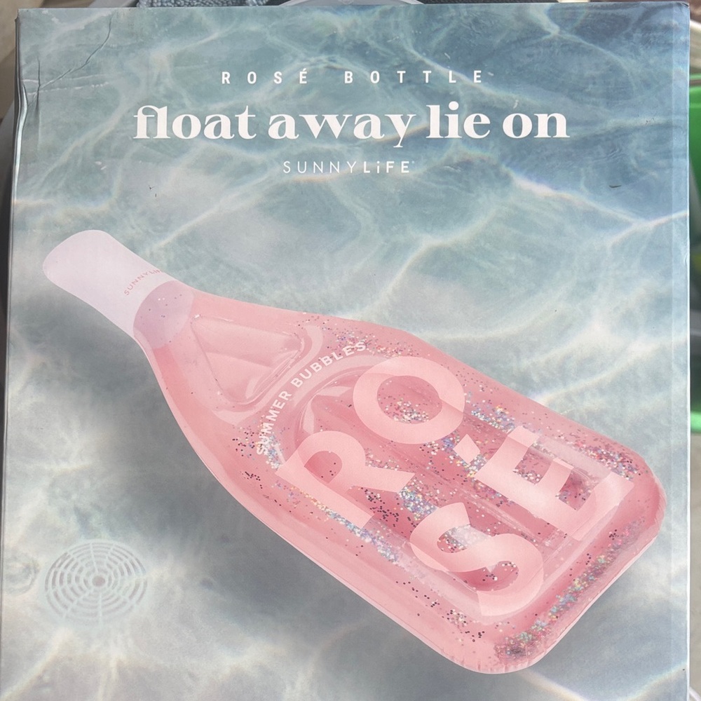 Sunnylife Pink Rose Bottle Pool Float with Glitter